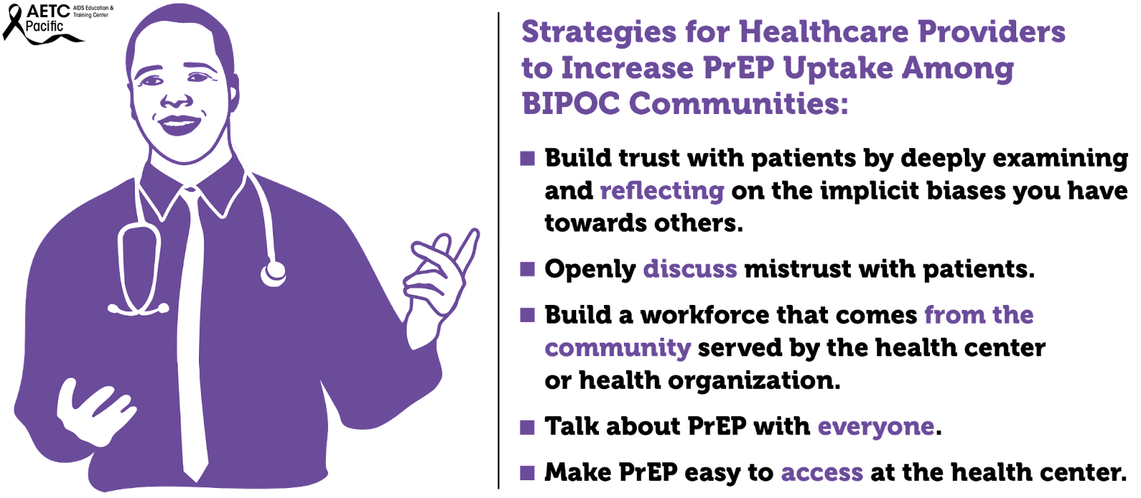 Strategies for Healthcare Providers to Increase PrEP Uptake among BIPOC Communities.